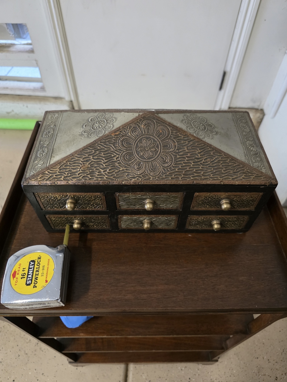 Vintage Black and Gold Mini Drawer Chest